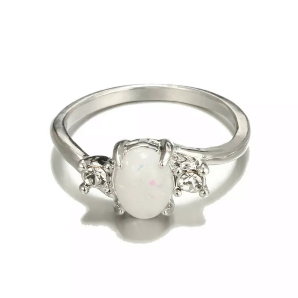 White Fire Opal Gemstone Ring Wedding Jewelry